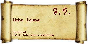 Hohn Iduna névjegykártya